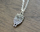 The Cutest Owl Necklace - Sterling Silver, simple everyday delicate bird jewelry