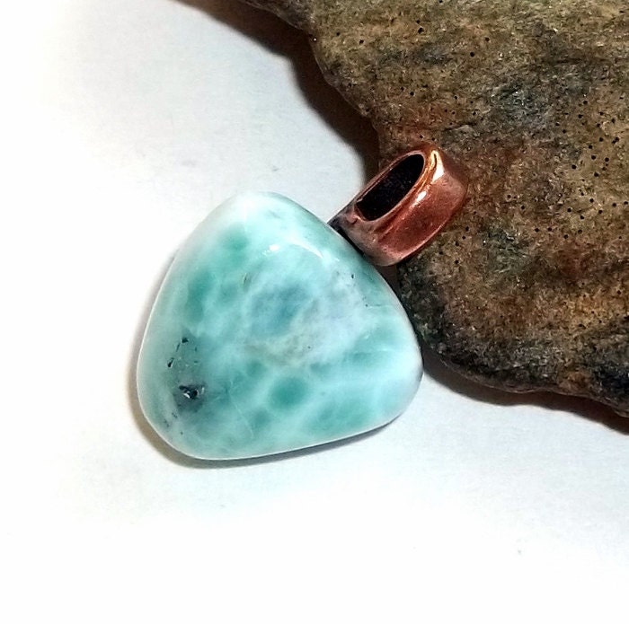 Blue Larimar Gemstone Pendant  Copper Energy earthegy