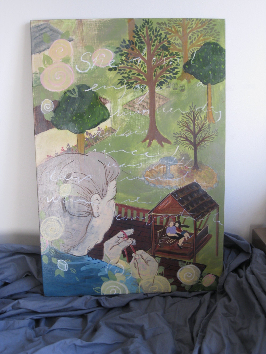 Summertime - Folk Art Style Oil Painting