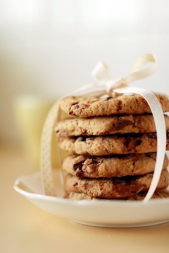 Still Life Food Photography 8 x 12 Print. Cookies, Biscuits, Sweet Vintage Plate and Cup, Lemon, Ribbon, Still Life