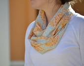 Infinity Scarf in Paisley - soft womens outerwear accessories ladies orange lightweight silky neck gauzy pale blue