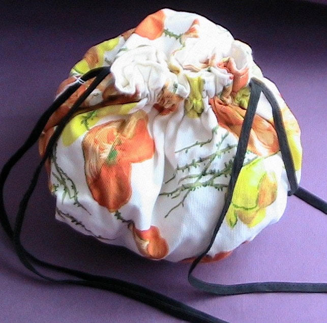 Carol's Handmade Drawstring Bag in Yellow & Orange Floral