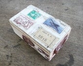 French Vintage Postage Box with Old Stamps and Wax Seals