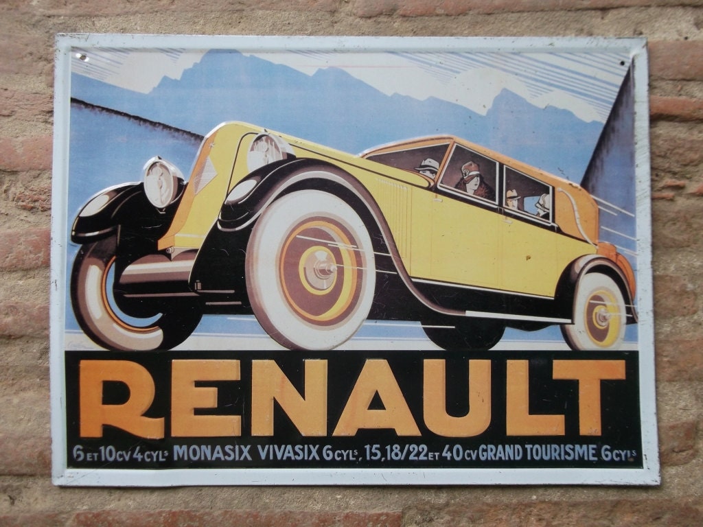 French Vintage Renault Publicity Plaque