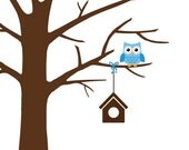 DIY Baby Shower Fingerprint Tree with baby owl - Printable PDF - Digital Thumbprint Signature Tree
