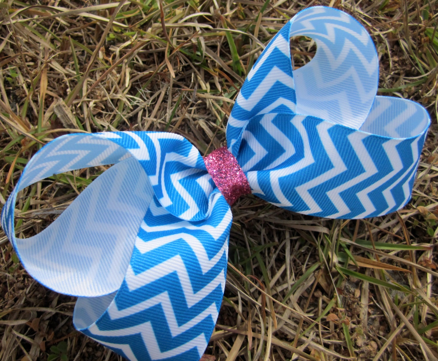 Large 5" Hair Bow: Chevron Print Boutique Bow (many colors available)