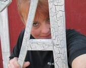 Extra Large Wooden Letters for Wall Hanging, 22 inch Distressed with Crackle,Calligraphy Font, Wedding Decorations, Your choice of colors.