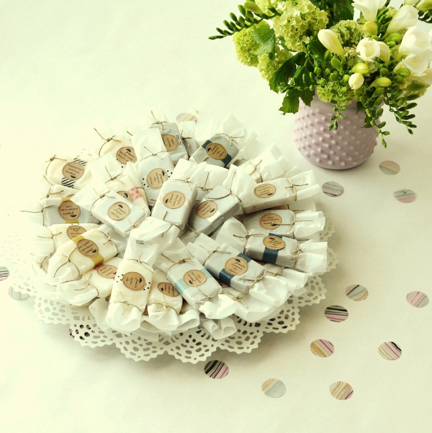 75 Wedding Soap Favors - Wrapped Soap Favors - Bridal Shower Favors - Birthday Party Favors  - Vegan Soap