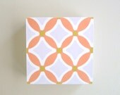 Geometric Nursery Wall Decor l Art Block l Lotus Leaf  l 5x5 wood block coral peach yellow green pattern redtilestudio
