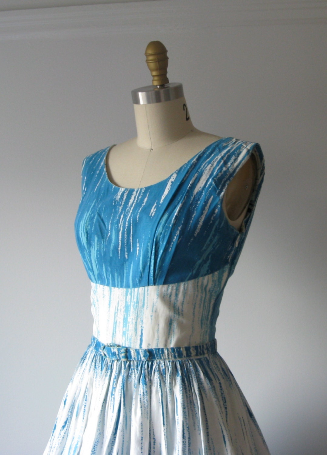 vintage 1950s dress / 50s dress / Blue Skies