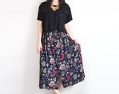 Vintage Floral Midnight Gypsy Garden Maxi Skirt