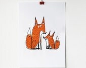 A4 Fox and Cub Print