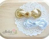 Baby Hair Clip Set - Twisted Knot Bow - Metallic Gold and Silver