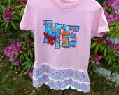 Pretty  ME (Maine)T-Shirt Dress Hand Crochet Skirt,  Free Crochet Purse included with purchase