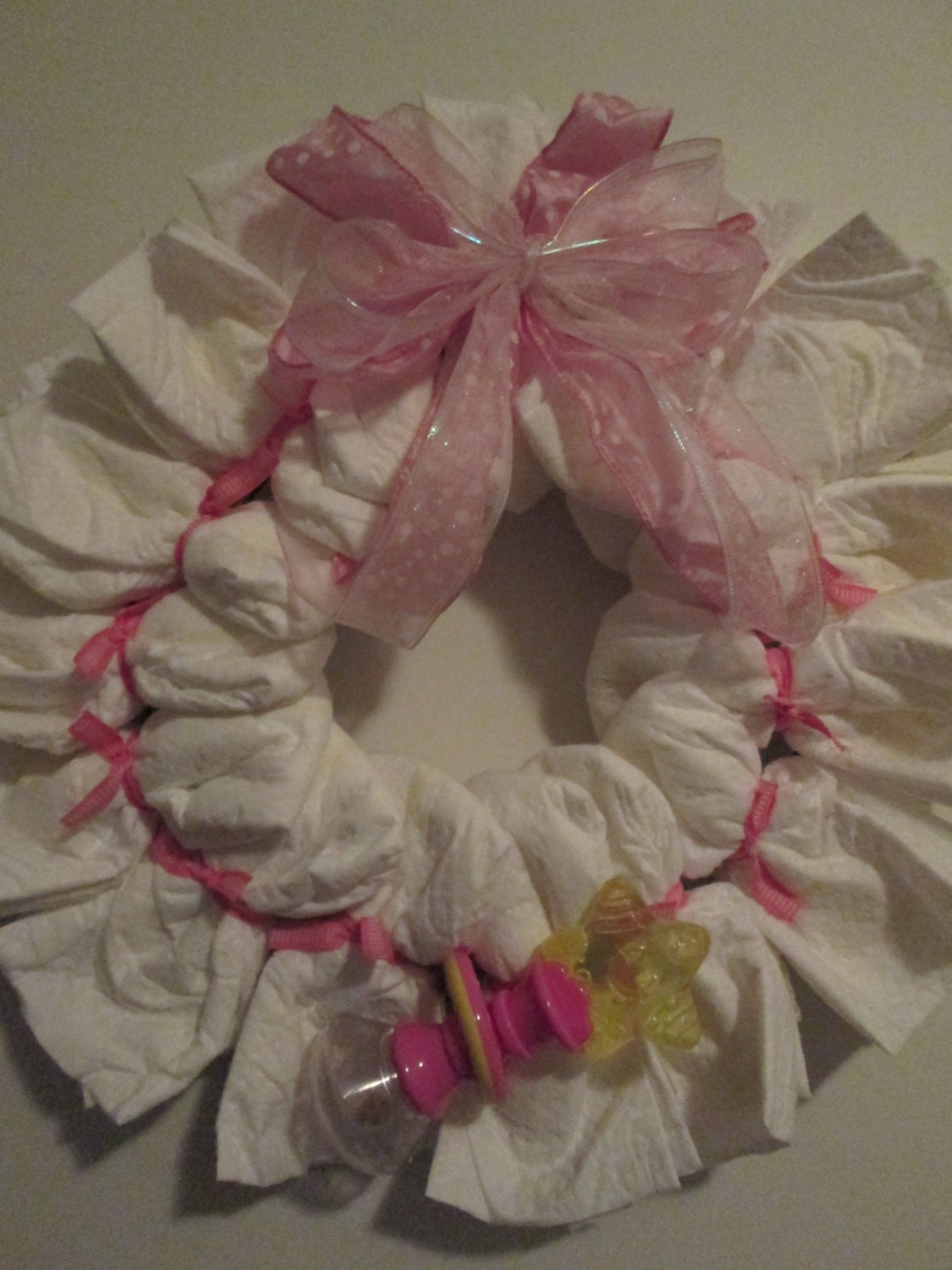 Baby Girl Diaper Wreath - pink baby shower gift for baby girl