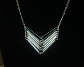 Silver and Ebony Glass Chevron Necklace