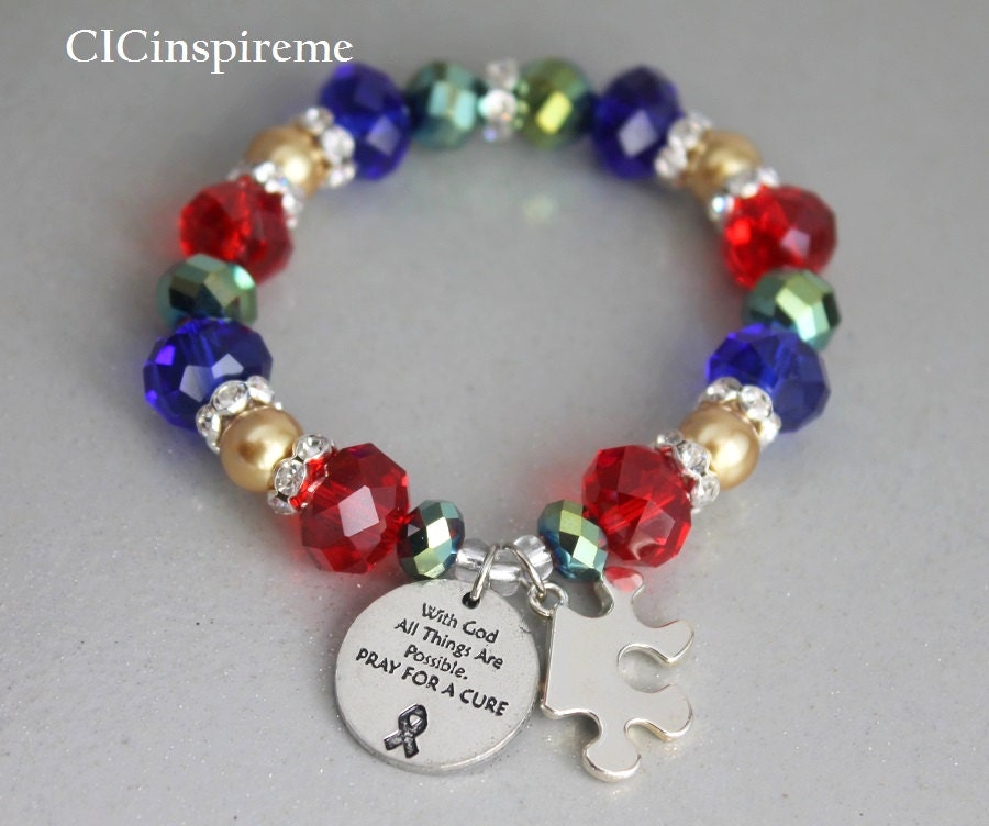 Red, Green, Gold, and Blue Autism Awareness bracelet