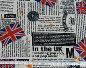 UK style pop rock and pop music - beige - half yard - cotton linen - ipad cover