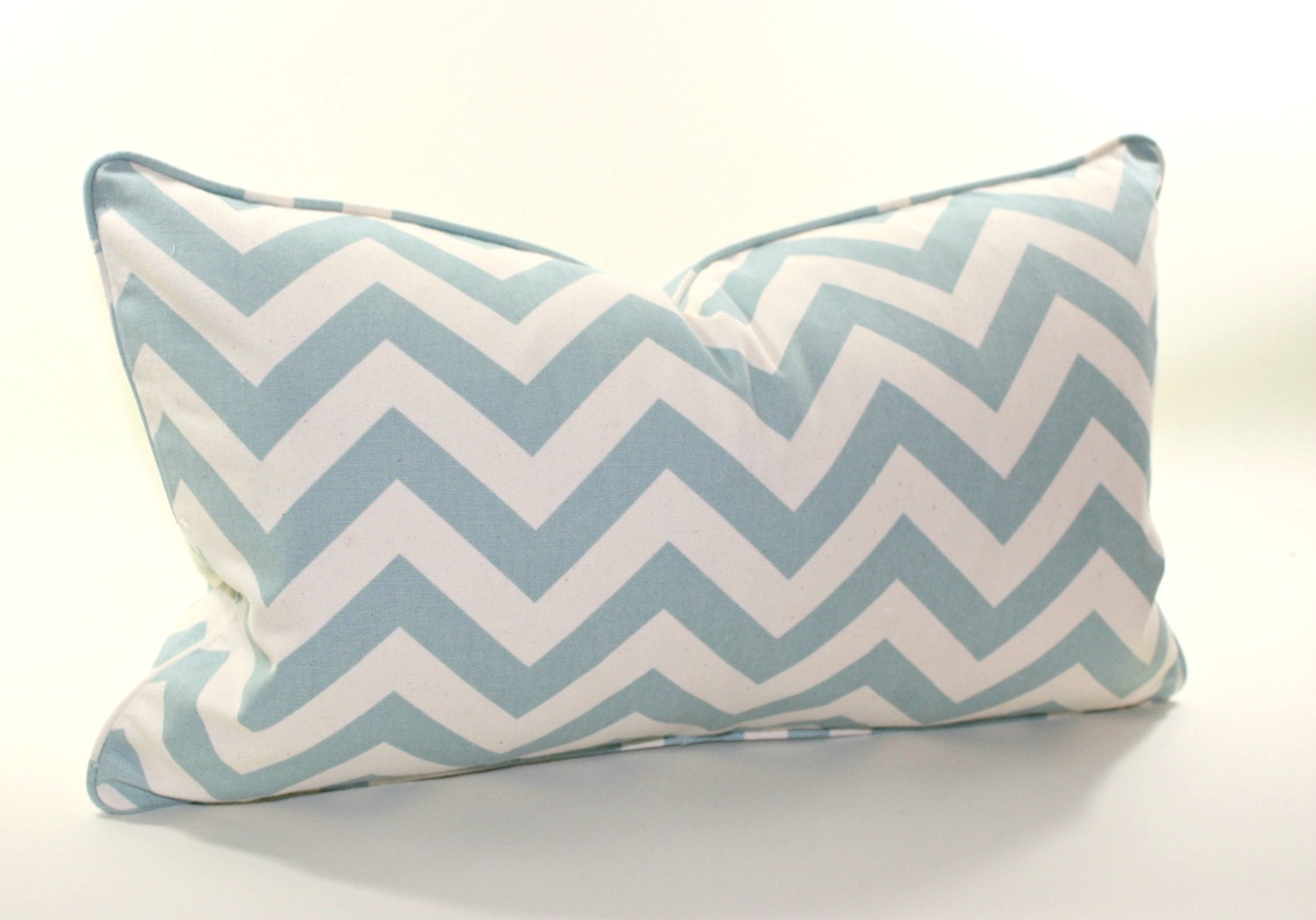 Soft Chambray Blue and Natural Chevron Lumbar Pillow Cover, Decorative Pillow Cover, Accent Pillow, Throw Pillow, toss pillow