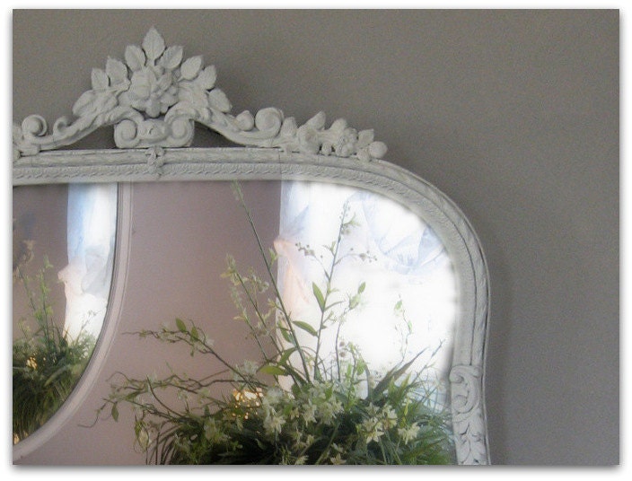 Antique Parlor Mirror Shabby Chic White Mirror Cottage Chic Beach Cottage