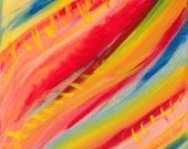 Original Acrylic Painting - If the Wind Had Colours - Rainbow Sky Dragon - Fantasy Art - Abstract Surrealism - Hope Love Freedom