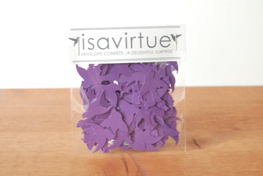 envelope confetti: dark purple birds