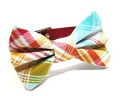 Red Plaid Bow Tie Dog Collar  - Rusty Red Plaid