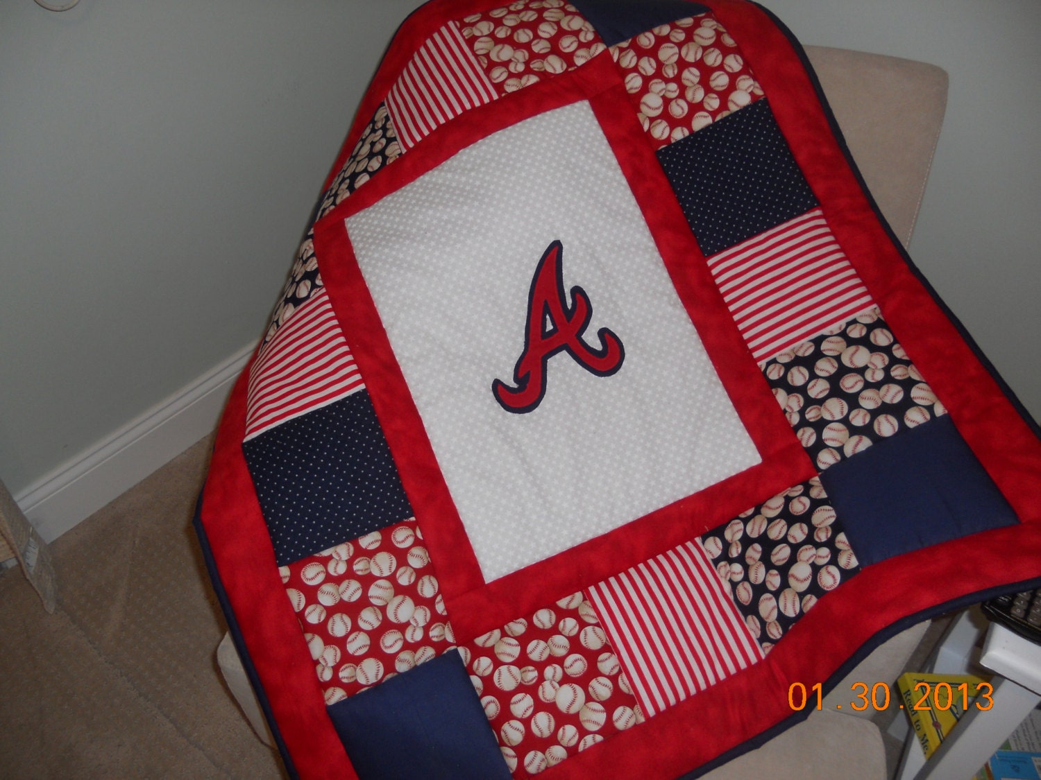 Customized Baseball Baby Quilt by memomslove on Etsy