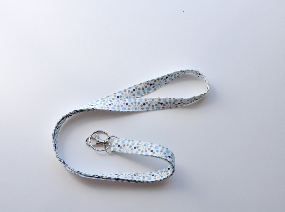 Lanyard ID Badge Holder -  White with blue and grey spiral