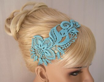 Orchid lace headband aqua
