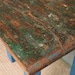 SALE Blue Rustic Distressed Vintage Farm Chic Wood Table Console Desk Folding Legs