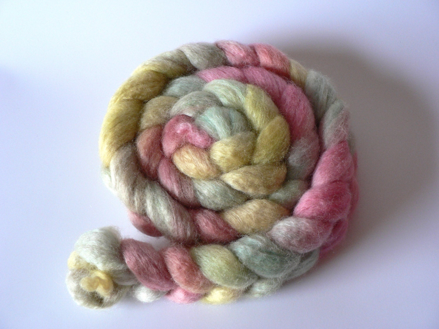 Handpainted BFL Tussah Silk Roving- April 4oz
