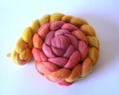 Handpainted Merino Tussah Silk Roving- Tulip Farm 4oz