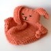 Handknit Small Papaya Bunny Blanket Toy