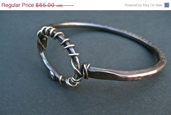 50off SALE FREE SHIPPING Copper And Silver Bangle  Mixed Metal Copper Jewelry