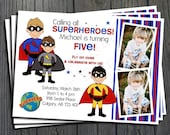 Superhero Birthday Invitation - FREE Thank You Card Included