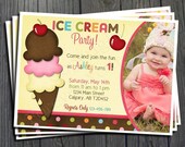 Ice Cream Birthday Invitation - FREE Thank You Card included Il_170x135