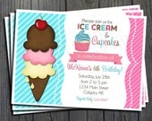 Ice Cream Birthday Invitation - FREE Thank You Card included Il_170x135