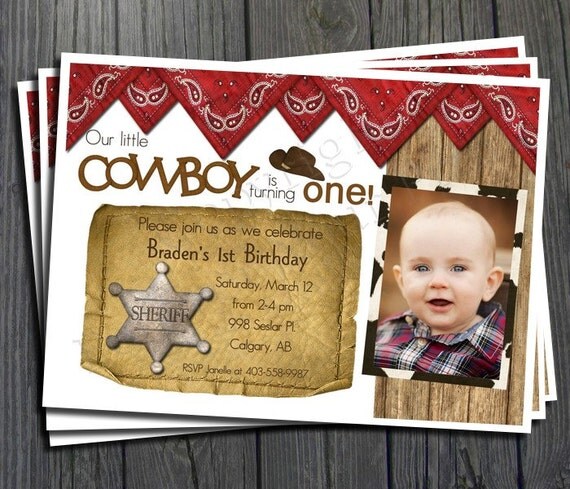 Cowboy Birthday Invitation - FREE Thank You Card included Il_570xn