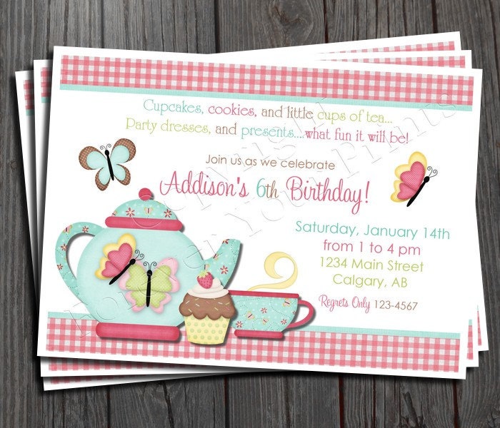Tea Party Birthday Invitation - FREE Thank You Card included Il_570xn