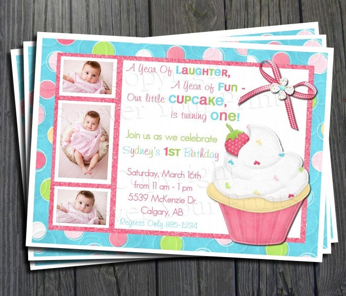 Cupcake Birthday Invitation - FREE Thank You Card included Il_570xn