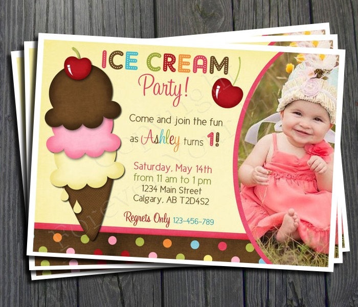 Ice Cream Invitation - FREE Thank You Card included Il_570xn