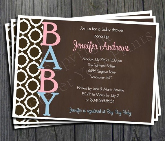 Baby Shower Invitation - FREE Thank You Card included Il_570xn