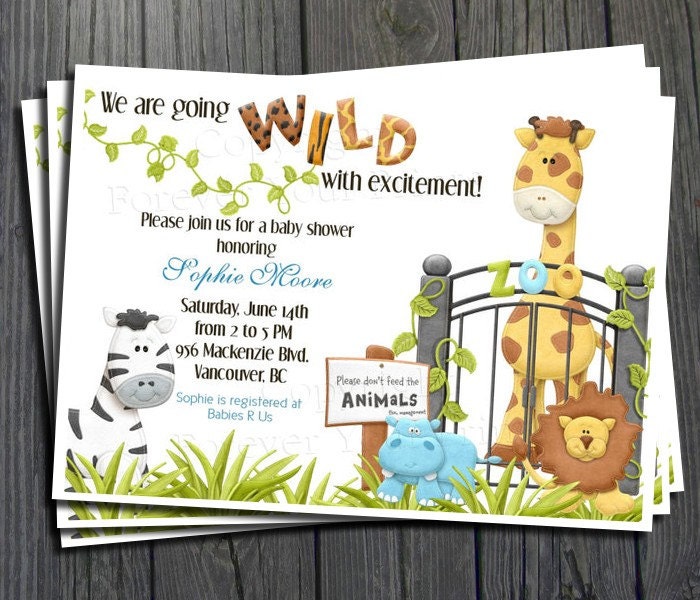 Jungle Baby Shower Invitation - FREE Thank You Card included Il_570xn