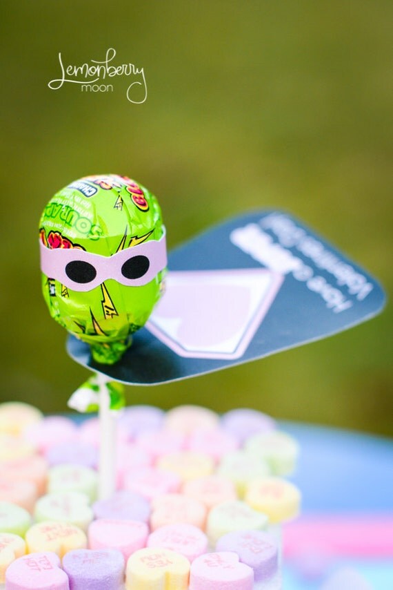 Superhero Valentines Day Lollipop Men Party Favors - 7 DESIGNS - INSTANT DOWNLOAD Il_570xn