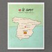 Spanish Country Map Children Room Decor Wall Art Poster - I Love You in Spain - 8 x 10 Home Decor European Travel Art Print