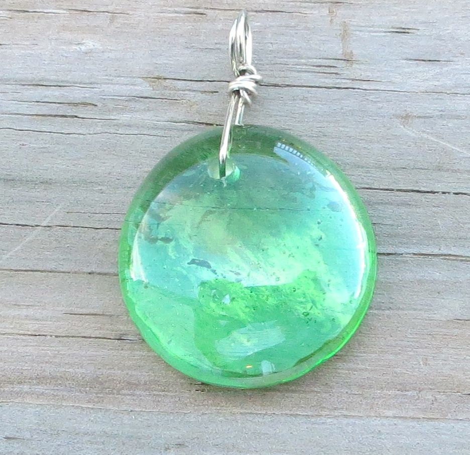 Glass Drop Necklace  With Chain You Choose Color