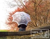 48" White Lace Crochet UMBRELLA PARASOL, Mothers Day Gift , Summer Wedding Favor- Ready to Ship
