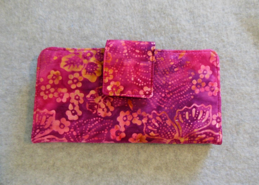 Fabric Wallet - Pink Floral Batik