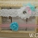 Breakfast at Tiffany's Bridal Garter set With Coordinating Toss Garter White Stretch Lace and Shabby Chiffon Flower
